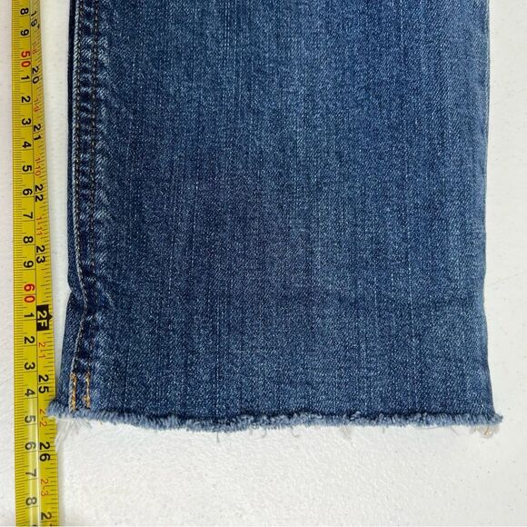 Old Navy Boyfriend Straight Cuffed Distressed Cropped Blue Denim Jeans Women 14 - Picture 11 of 12
